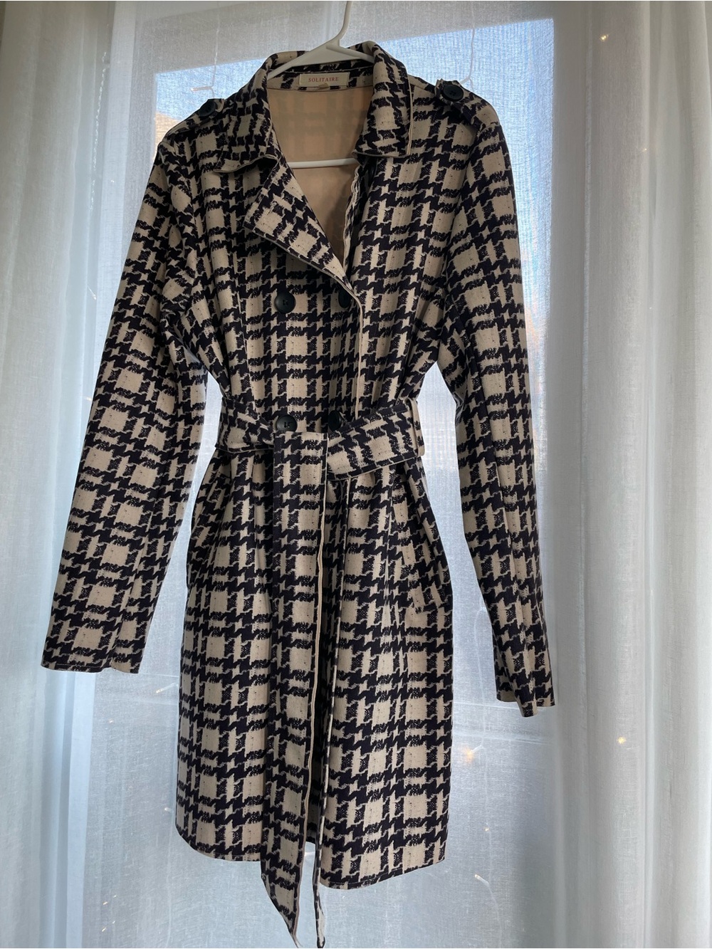 Trendy Trench Coat - Black & Cream